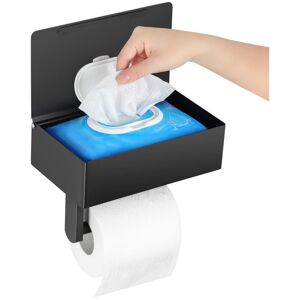 ZVD - Premium Toilet Paper Holder with Shelf and Storage - Disposable Wipes Dispenser for Bathroom - Stainless Steel Wall Mounted Roll Paper Holder