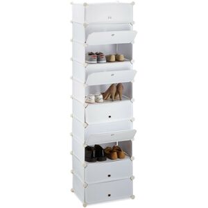 10 Tier Shoe Rack, Large Shoe Cabinet, Stacking Shoe Organizer, Space-Saver, app. 176 x 49 x37 cm, White - Relaxdays