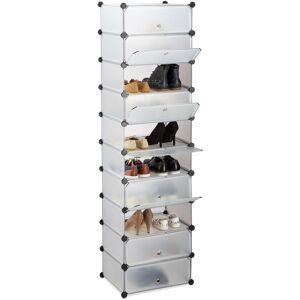 Relaxdays - 10 Tier Shoe Rack, Large Shoe Cabinet, Stacking Shoe Organizer, Space-Saver, app. 176 x 49 x37 cm, Transparent