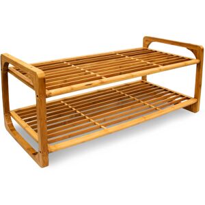 Relaxdays - 2-Tier Bamboo Shoe Rack, Wooden Holder, Storage Solution for 6 Pairs, 75 x 33 x 33 cm, Natural