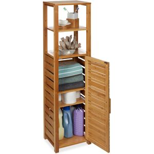 Relaxdays Bamboo Bathroom Shelf, 6 Tiers, Free Standing, Moisture-Resistant, Cabinet H x W x D: 119 x 33 x 25.5 cm, Natural