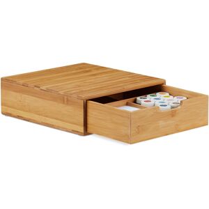 Relaxdays - Bamboo Drawer Box, Desk Organiser, Natural Look, Office Stacking Aid, hwd 10 x 29.5 x 30 cm, Natural
