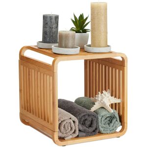 Relaxdays - Bamboo Shelf, Rounded Slim Bathroom Rack with Tiers, Square, hwd: 33x33x33 cm, Natural