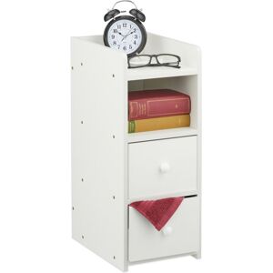 Relaxdays - Bedside Table, with 2 Drawers, hwd: 55 x 22.5 x 34 cm, Bedroom Nightstand, Next to Bed Storage, White