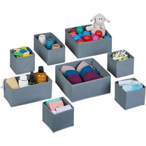 Relaxdays - Drawer Organiser Set, in 3 Different Sizes, Underwear Storage for Wardrobe & Dresser, for Clothes, Ties, Grey