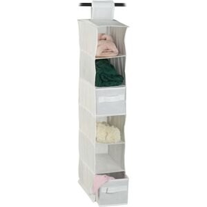 Relaxdays - Set of 2 Fabric Hanging Shelves, 6 Compartments with 2 Drawers, Foldable, Size: 82 x 14.5 x 30 cm, White