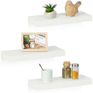 Relaxdays - Floating Shelf, Set of 3, Decorative Wall Rack, mdf, Modern Design, Suspended Board, hwd: 3.5x38x15 cm, White