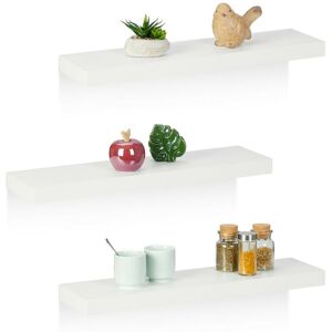 Relaxdays - Floating Shelf, Set of 3, Decorative Wall Rack, mdf, Modern Design, Suspended Board, hwd: 3.5x60x15 cm, White