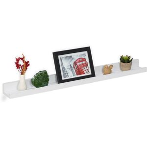 Relaxdays - Floating Shelf, Simple Wall Rack for Storage, Picture Frames, Spices or Decor, hwd: 5 x 80 x 8 cm, mdf, White