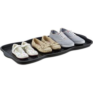 Relaxdays - Set of 6 Shoe Tray, Hallway Storage, Muddy or Wet Boots, Wellies & Trainers, 3 x 38.5 x 75 cm, Plastic, Black