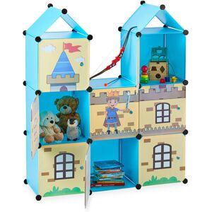Relaxdays - Modular Nursery Shelf, Cool Castle, Plastic, Kids' Shelving Unit with Doors, hwd: 128 x 110 x 37 cm, Colourful