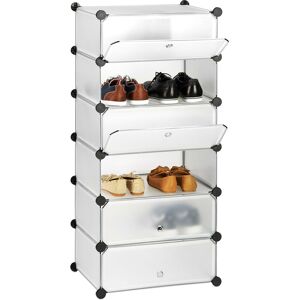 Relaxdays - Plastic Shoe Cabinet, Shoe Rack, 6 Compartment Shelving Unit, hwd: 107 x 49 x 37 cm, Transparent