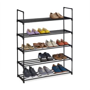Plug-in shoe rack, metal shoe & boot organiser, shoe storage, 114,5 x 90,5 x 30,5 cm, plug-in system, black - Relaxdays
