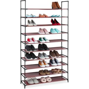 Relaxdays - plug-in shoe rack, xxl shoe organiser, storage, 10 tiers, 50 pairs of shoes, modular system, burgundy
