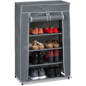 Relaxdays Shoe Storage, Rack, 5 Shelves, Compartment, Holds 15 Pairs of Shoes, HxWxD: 90 x 60 x 30 cm, Anthracite