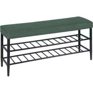 Relaxdays shoe bench, padded faux leather seat, 2 shoe shelves, 8 pairs of shoes, bench HWD 50x100x30 cm, green