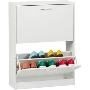 Relaxdays - shoe cabinet, HxWxD: 80 x 60 x 24 cm, for 12 pairs, 2 flaps, narrow shoe tipper, hallway shoe chest of drawers, white