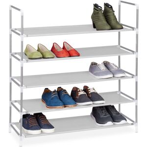 Set of 2 Relaxdays Shoe Rack With Handles, Fleece Fabric, 90.5 x 87 x 29.5 cm, 5 Shelves for 20 Pairs of Shoes, White