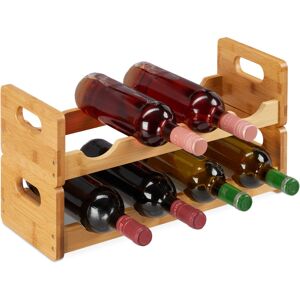 Relaxdays - 4 x Wine Rack, Compact Wine Storage For 8 Bottles, Bamboo Bottle Shelf, hwd 24 x 47 x 18 cm, Natural Wood