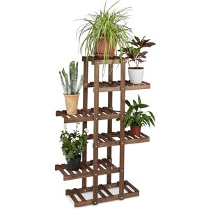 Relaxdays - Wooden Flower Rack, 5 Shelves, Indoor Plant Stand, Multi-Tier, HxWxD: 125 x 81 x 25 cm, Dark Brown