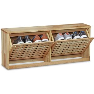 Relaxdays - Wooden Shoe Rack Shoe Drawer Closing Shoe Storage made of Walnut Wood, 38 x 94 x 20 cm Shoe Drawer Shoe Shelf for Wall-Mounting, Modern