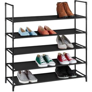 Xl plug-in shoe rack, 5 tiers, space for 20 pairs of shoes, shoe storage, 30x87.5x90.5cm, black shoe organiser - Relaxdays