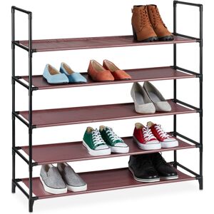 Xl plug-in shoe rack, 5 tiers, space for 20 pairs of shoes, storage, 30x87.5x90.5cm, burgundy shoe organiser - Relaxdays