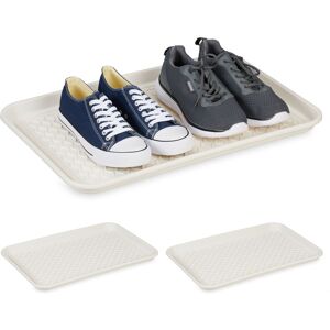 Relaxdays - xl Shoe Tray, Set of 3, Hallway Storage for Muddy or Wet Boots, Wellies & Trainers, 60 x 40 cm, Plastic, White