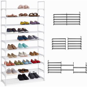 Relaxdays - xxl Shoe Rack 10 Levels, Plug-in System, Hallway Storage Tower, Stable, Extendable, 175,5 x 93 x 30,5, White