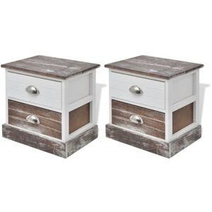 Bedside Cabinets 2 pcs Brown and White Vidaxl