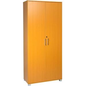 Mmt Furniture Designs Ltd - Beech wooden Filing cabinet with 4 shelves - 2 Door Lockable Filing Cabinet - Tall wood Office Storage Cupboard Organiser