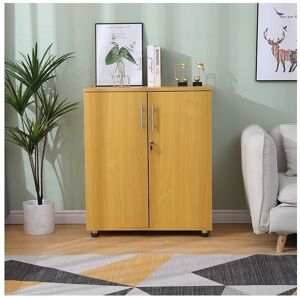 MMT FURNITURE DESIGNS LTD Beech wooden Filing cabinet with 2 shelves - 2 Door Lockable Filing Cabinet - Short wood Office Storage Cupboard Organiser - Strong and Sturdy