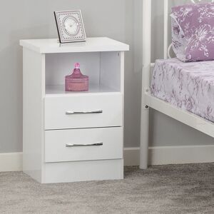 Seconique - Nevada 2 Drawer Bedside Cabinet Chest Side Table Storage Unit - White Gloss