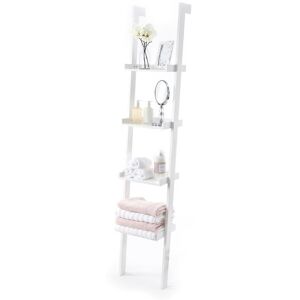 Elegant Brands - Sennen Ladder Shelf // White Leaning Bookshelf with 4 Tiers