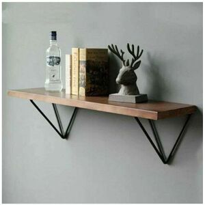 YMYNY Set of 2 Mid-Century Geometric Prism Triangle Metal Shelf Brackets, Black Wall Brackets, Thick mumu