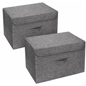 Gotrays - Set of 2 Washable Storage Boxes, Foldable Clothes Storage for Home, Office, Nursery, Closet, Bedroom (Grey)