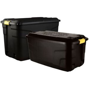 Original Organics - Set of Heavy Duty Storage Wheeled Boxes - Lockable Waterproof Storage 190L + 145L