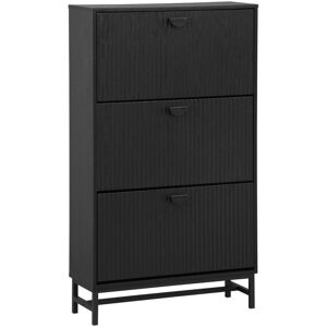 Sweeek - Shoe cabinet with grooved doors, Bazalt, Black, 25x75x131 cm