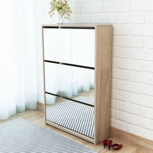 Bonnevie - Shoe Cabinet,Shoe Rack 3-Layer Mirror Oak 63x17x102.5 cm CFW88170