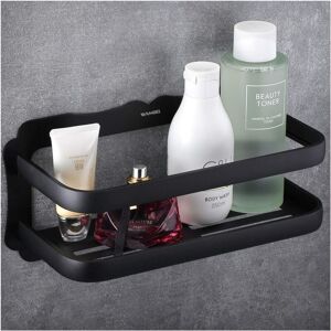 ZVD Shower and Kitchen Caddy Shower Caddy, Patented Glue + Self-Adhesive, Aluminum, Matte Finish, Black