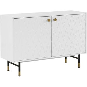 BELIANI Modern Sideboard Living Room Bedroom Cabinet 2 Door Metal Legs White Adante