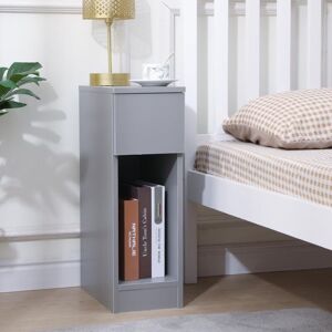 NICEME Slim Wood Bedside Table Bedroom Nightstand with Shelf and Drawer, Narrow Bathroom Small Floor Storage Cabinet Living Room End Table Sofa Side Table