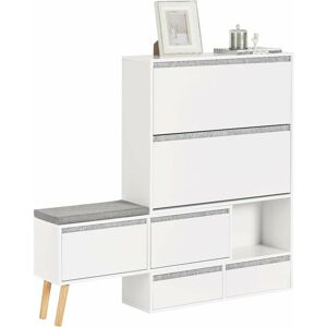 Sobuy - Hallway Shoe Cabinet Shoe Rack Shoe Storage Cupboard Organizer with Drawers and Storage Bench,FSR134-W
