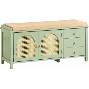 SoBuy Hallway Storage Bench Shoe Bench Shoe Rack Shoe Cabinet with 2 Doors, 3 Drawers and Seat Cushion,FSR129-GR