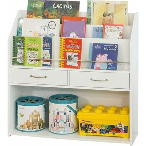 Sobuy - Kids 2 Drawers and 3 tiers Bookcase Bookshelf Children Storage Display Rack Organizer Holder Toy Storage Cabinet, KMB39-W