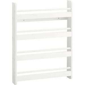 Sobuy - Wall White Wood 4 Tiers Kids Storage Shelving Bookcase Rack KMB08-K-W