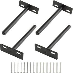 Sollbry Pack 5 Inch Floating Shelf Brackets, Heavy Duty Blind Shelf Brackets, Hidden Wall Mounted Brackets for Wood Floating Shelves, Black