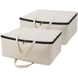 Pack of 2, Breathable Soft Storage Bag with Handles, Beige(705530cm) - Sollbry