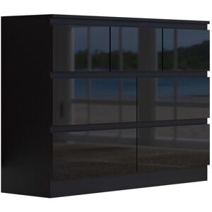 FWSTYLE Stora Modern 7 Drawer Merchant Chest - Black Gloss