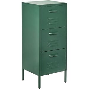 Beliani - Storage Cabinet Metal 3 Drawers Industrial Home Office Unit Dark Green Wostok